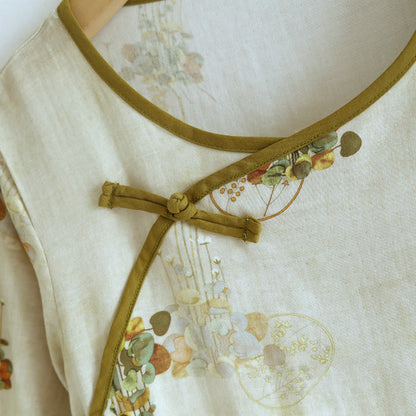 Gewebtes Loungewear-Set mit kurzen Ärmeln und Blumenmuster