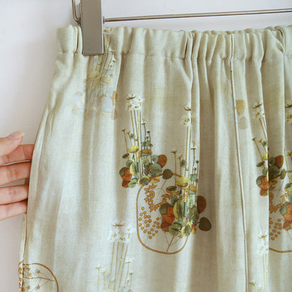 Gewebtes Loungewear-Set mit kurzen Ärmeln und Blumenmuster
