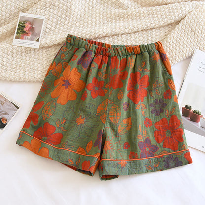 Doppellagige Sommer-Pyjama-Shorts aus Gaze