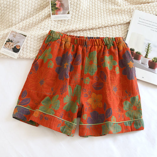 Doppellagige Sommer-Pyjama-Shorts aus Gaze