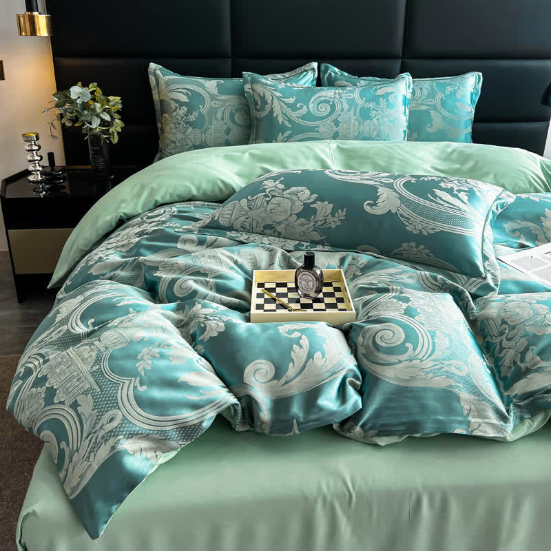 Luxuriöses, atmungsaktives Satin-Jacquard-Bettwäscheset (4-teilig)
