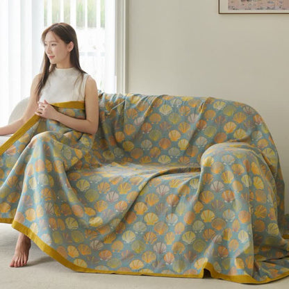 Leichte Steppdecke aus Baumwollgaze mit bunten Muscheln