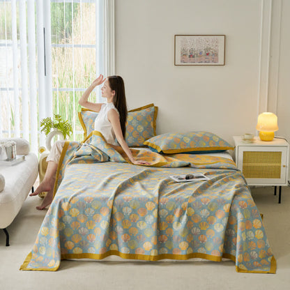 Leichte Steppdecke aus Baumwollgaze mit bunten Muscheln