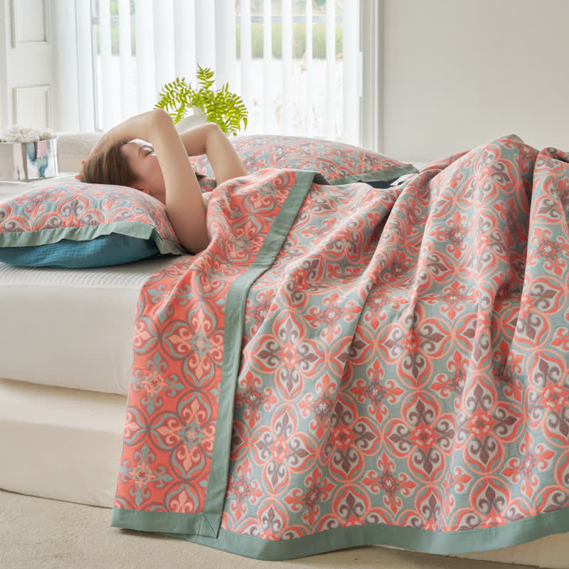 Jacquard Chic Wendesteppdecke aus Baumwollgaze