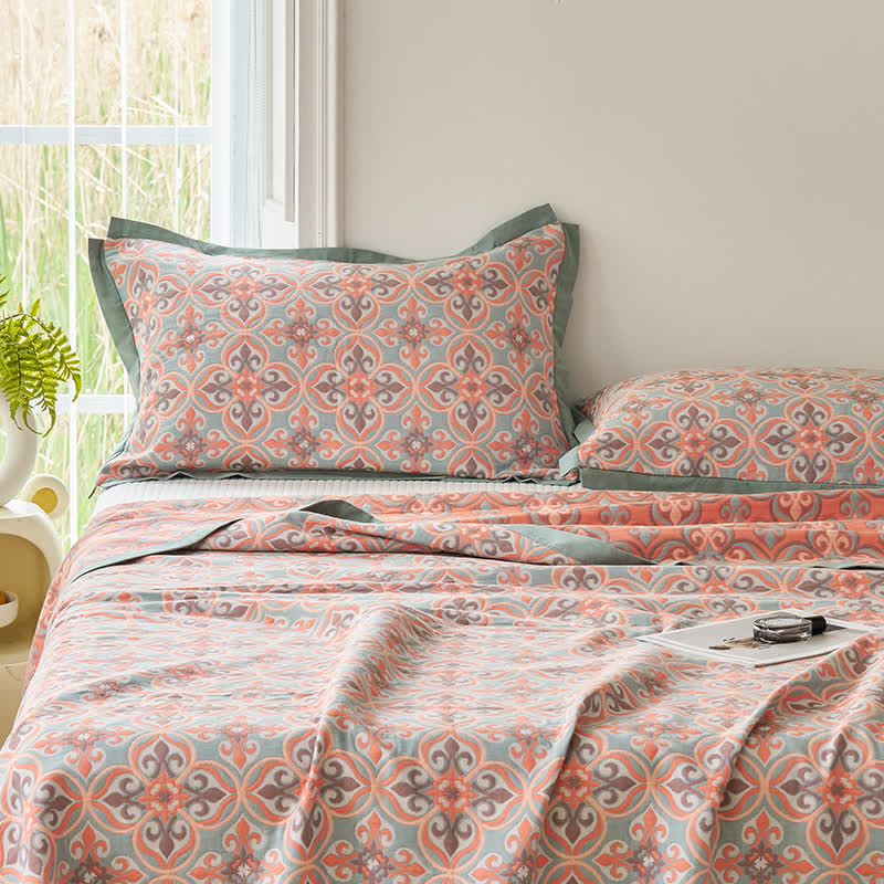 Jacquard Chic Wendesteppdecke aus Baumwollgaze