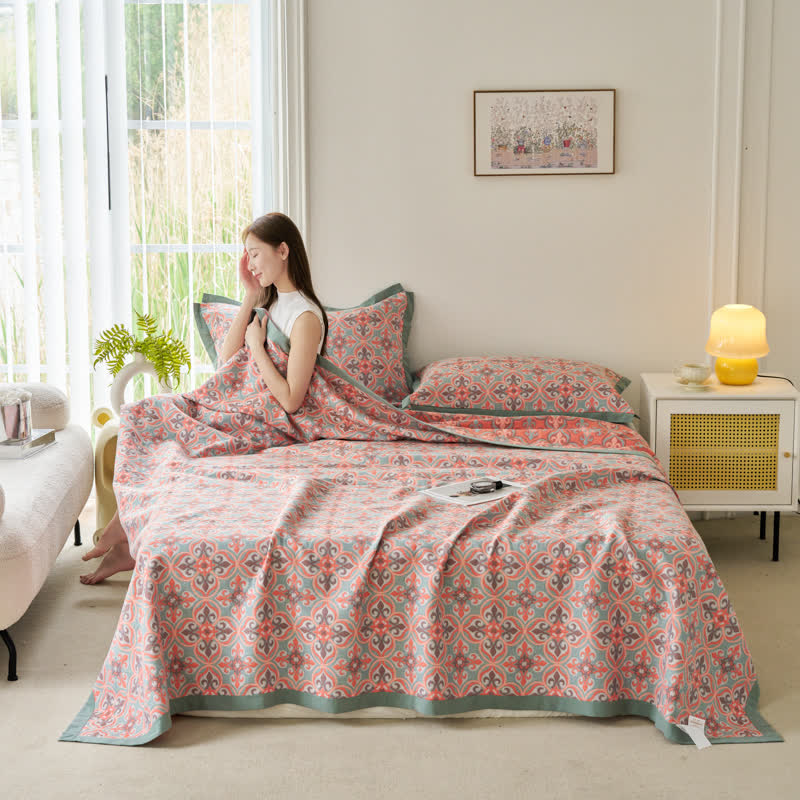 Jacquard Chic Wendesteppdecke aus Baumwollgaze