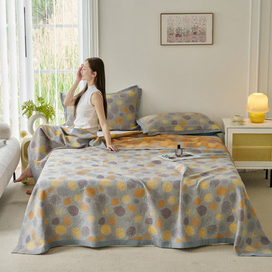 Wendesteppdecke aus Baumwollgaze-Jacquard mit Blättern