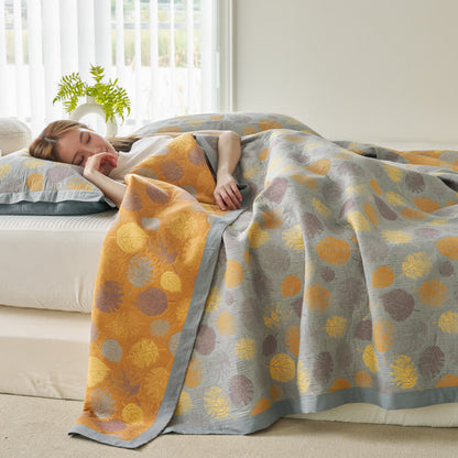 Wendesteppdecke aus Baumwollgaze-Jacquard mit Blättern