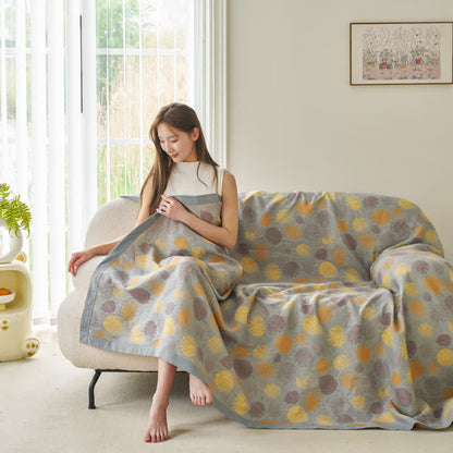 Wendesteppdecke aus Baumwollgaze-Jacquard mit Blättern