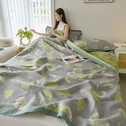Frische Steppdecke aus reiner Baumwolle mit Ginkgoblättern