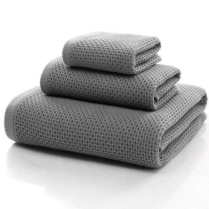 Ownkoti Einfaches Baumwollhandtuch, quadratisches Handtuchset mit Wabenmuster (3er-Pack)