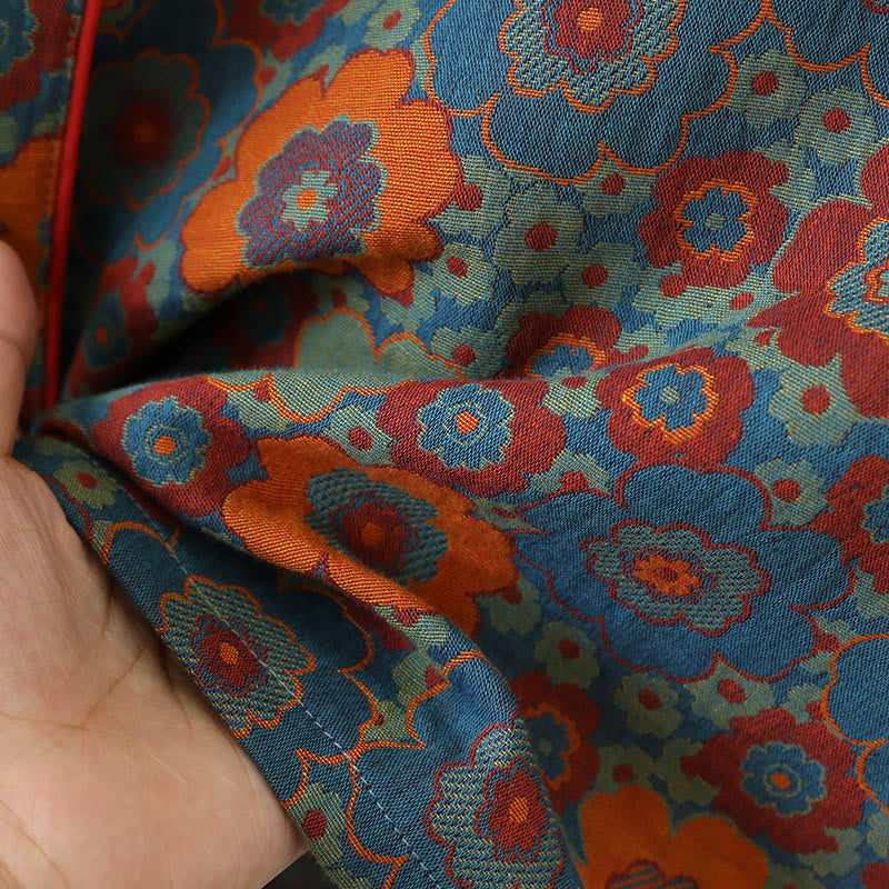 Vintage-Pyjama-Set mit Kurzarmshorts aus reiner Baumwolle