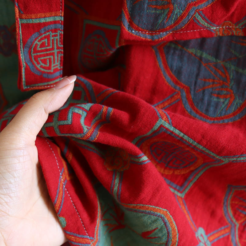 Lockerer Bademantel-Pyjama aus Baumwollgaze im Retro-Stil