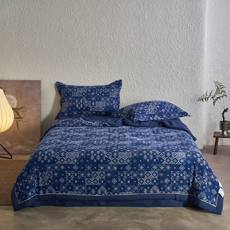 Weiche Steppdecke aus reiner Baumwollgaze im Retro-Jacquard-Stil