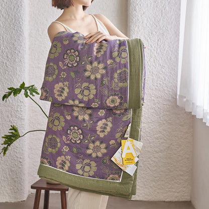 Jacquard-Steppdecke aus reiner Baumwollgaze mit Blumenmuster