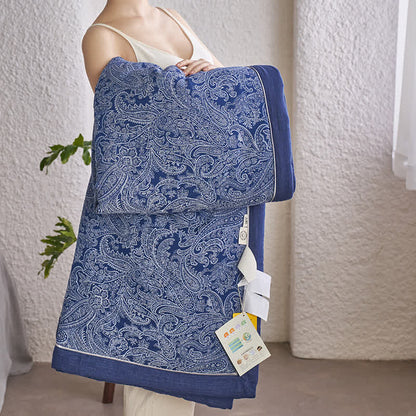 Dunkelblaue Retro-Bettwäschekollektion aus Baumwollgaze