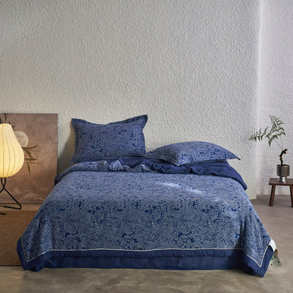 Dunkelblaue Retro-Bettwäschekollektion aus Baumwollgaze