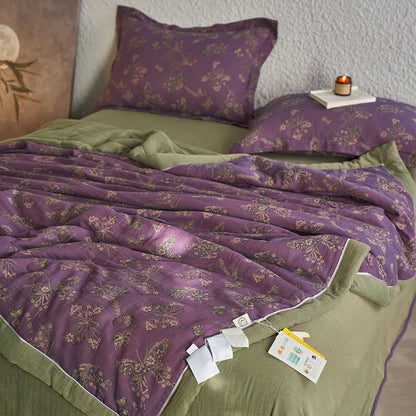 Elegante Schmetterlingsbettwäsche aus Baumwollgaze-Jacquard