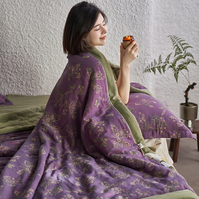 Elegante Schmetterlingsbettwäsche aus Baumwollgaze-Jacquard