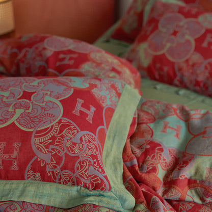 Bettwäscheset im Retro-Stil aus Baumwoll-Jacquard (4-teilig)
