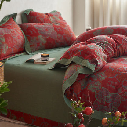 Bettwäscheset im Retro-Stil aus Baumwoll-Jacquard (4-teilig)