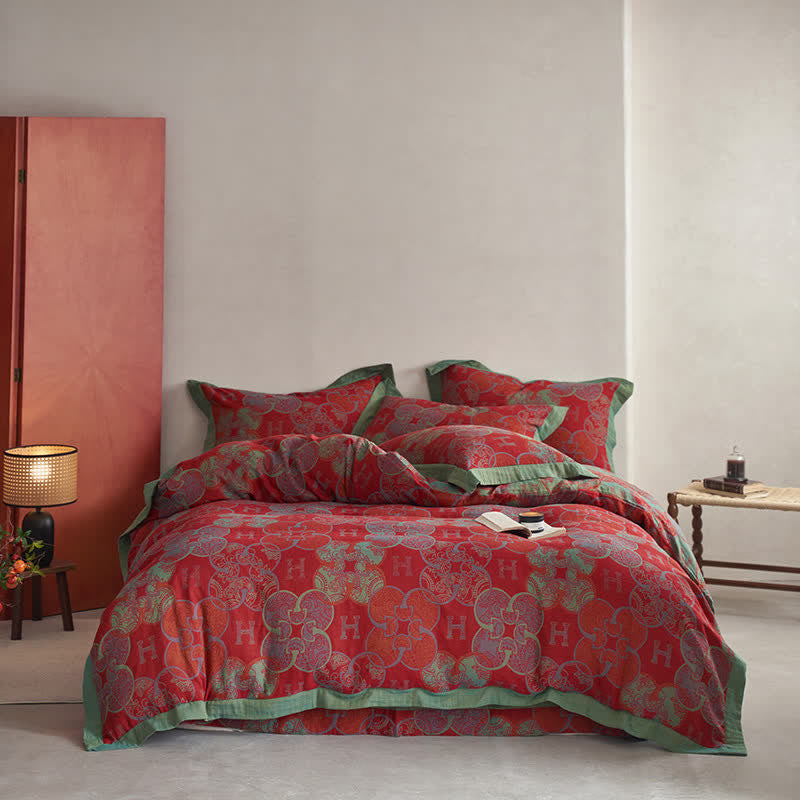 Bettwäscheset im Retro-Stil aus Baumwoll-Jacquard (4-teilig)