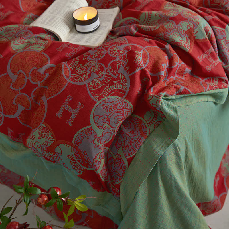 Bettwäscheset im Retro-Stil aus Baumwoll-Jacquard (4-teilig)