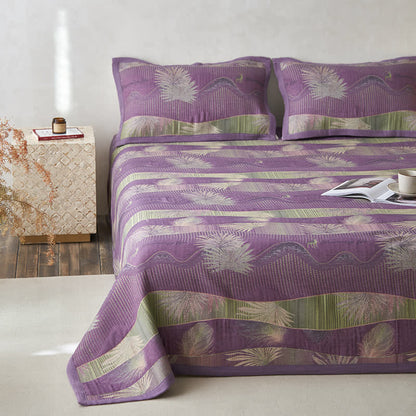Bequeme Steppdecke mit doppellagiger Gaze und Retro-Blattmuster