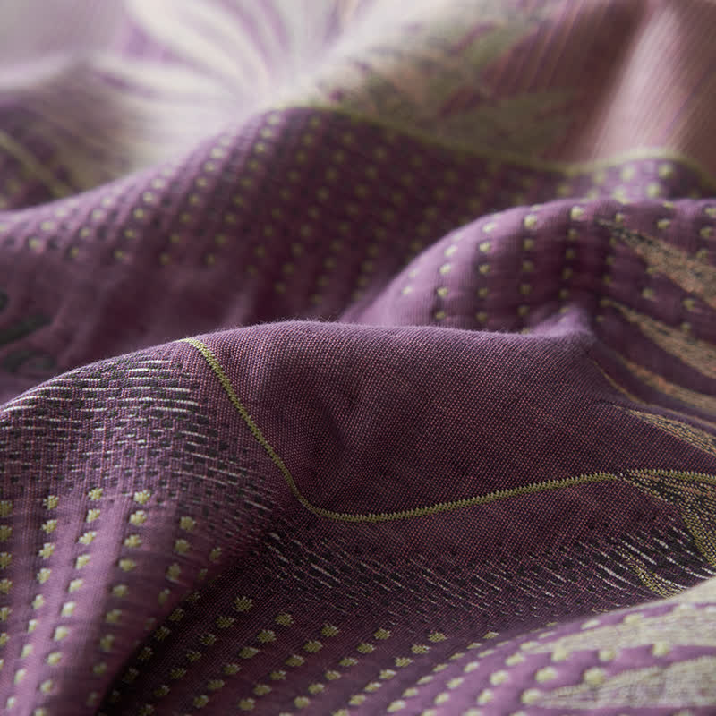 Bequeme Steppdecke mit doppellagiger Gaze und Retro-Blattmuster