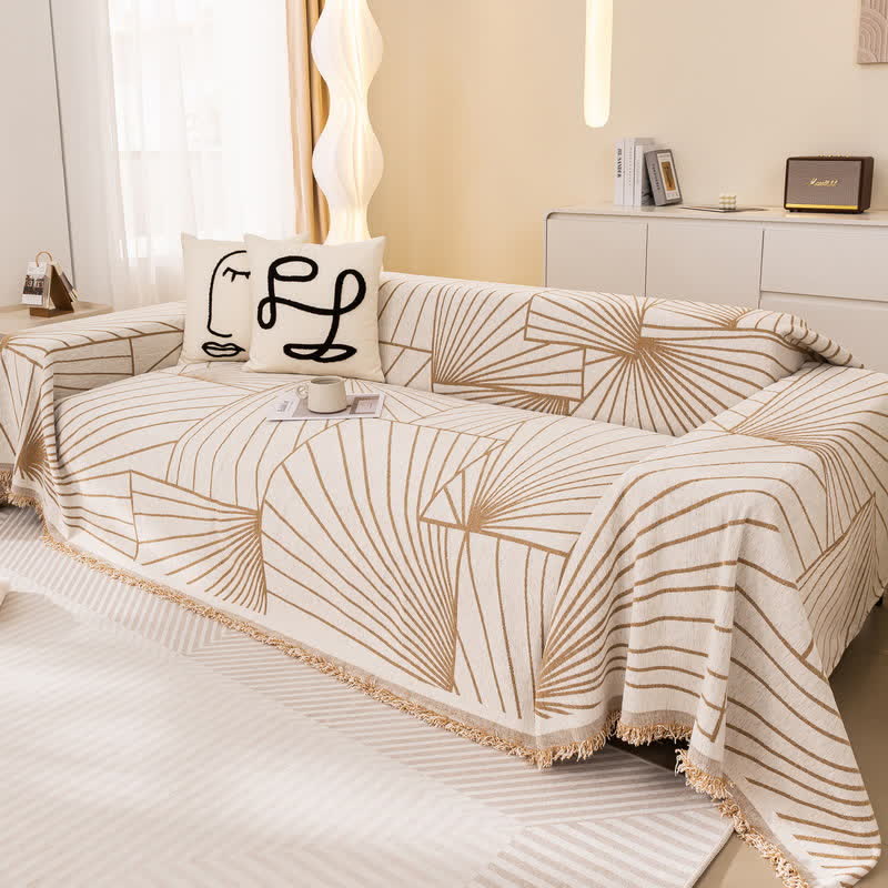Chenille-Sofaschoner mit modernen abstrakten Linien