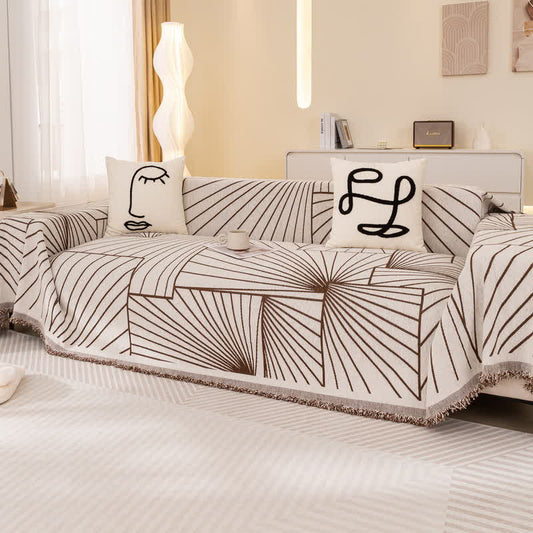 Chenille-Sofaschoner mit modernen abstrakten Linien