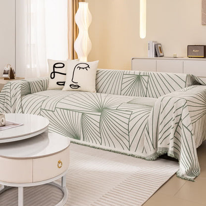 Chenille-Sofaschoner mit modernen abstrakten Linien