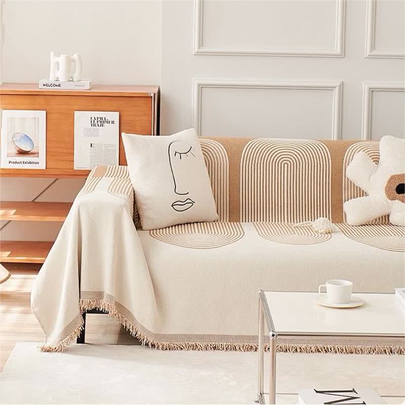 Moderner geometrischer Chenille-Couchbezug
