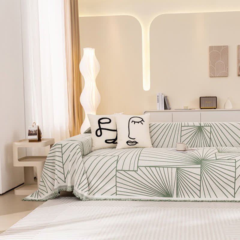 Chenille-Sofaschoner mit modernen abstrakten Linien