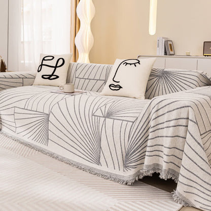 Chenille-Sofaschoner mit modernen abstrakten Linien