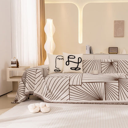 Chenille-Sofaschoner mit modernen abstrakten Linien