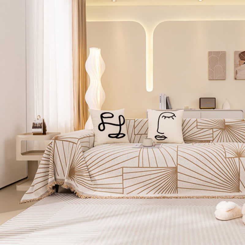 Chenille-Sofaschoner mit modernen abstrakten Linien