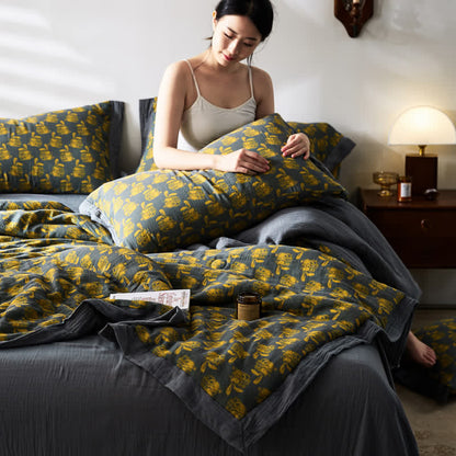 Atmungsaktive Bettwäsche aus Jacquard-Kaninchen-Baumwollgaze
