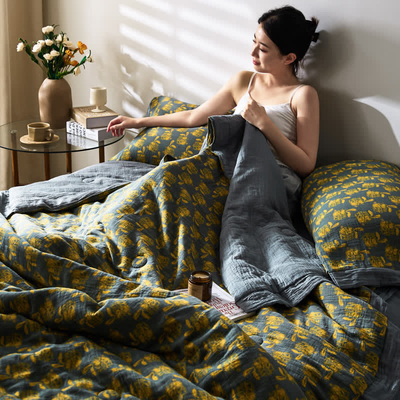 Atmungsaktive Bettwäsche aus Jacquard-Kaninchen-Baumwollgaze