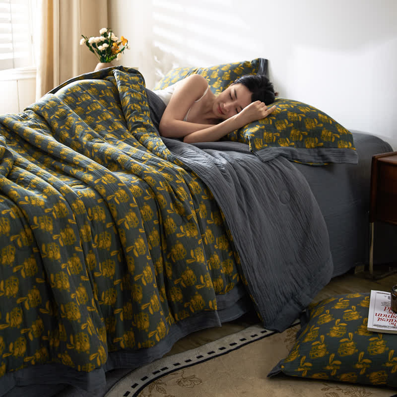 Atmungsaktive Bettwäsche aus Jacquard-Kaninchen-Baumwollgaze