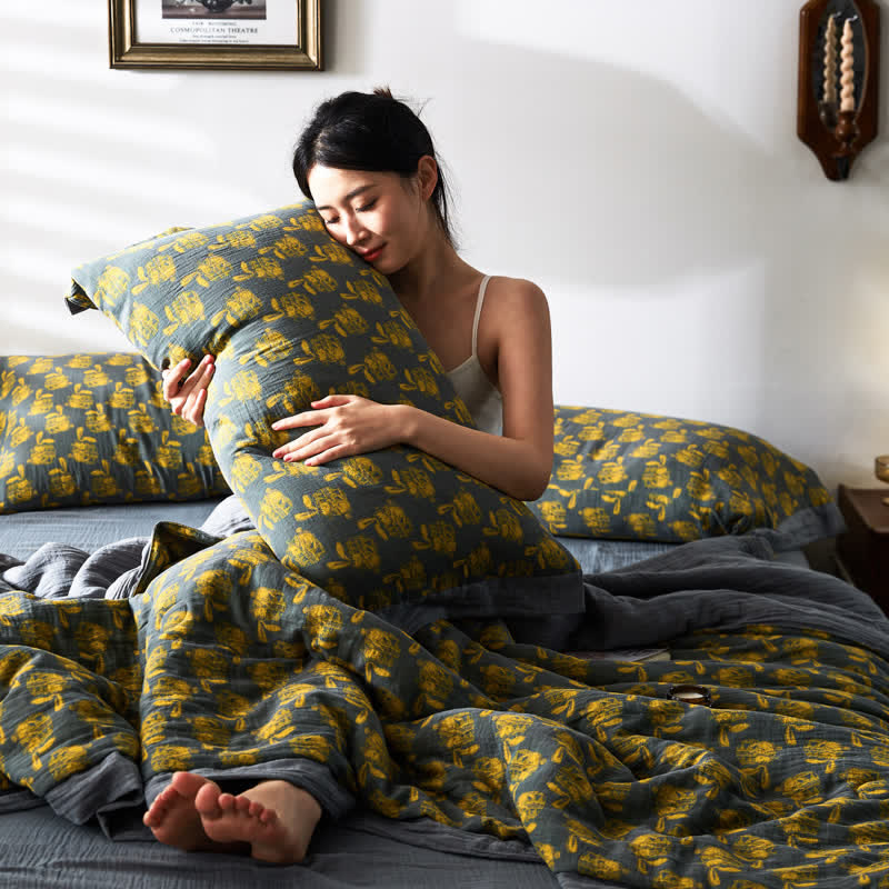 Atmungsaktive Bettwäsche aus Jacquard-Kaninchen-Baumwollgaze