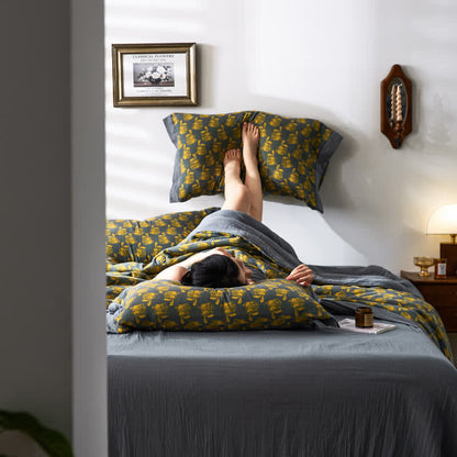Atmungsaktive Bettwäsche aus Jacquard-Kaninchen-Baumwollgaze
