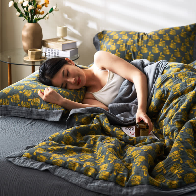Atmungsaktive Bettwäsche aus Jacquard-Kaninchen-Baumwollgaze