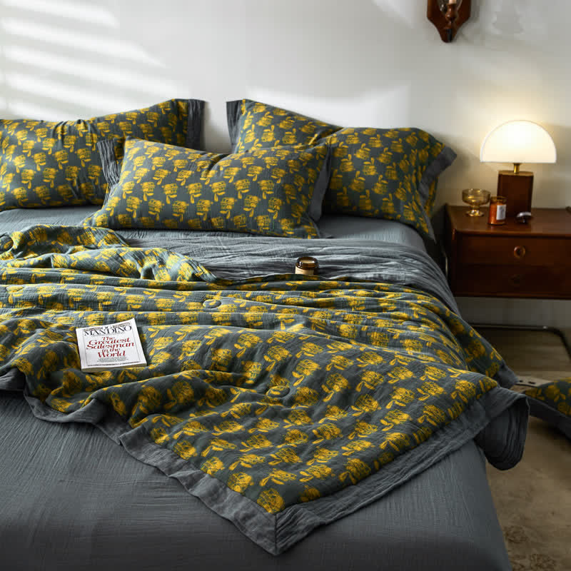 Atmungsaktive Bettwäsche aus Jacquard-Kaninchen-Baumwollgaze