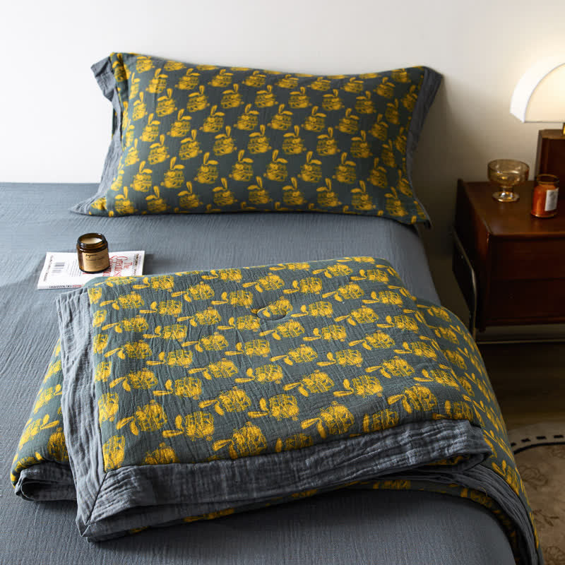 Atmungsaktive Bettwäsche aus Jacquard-Kaninchen-Baumwollgaze