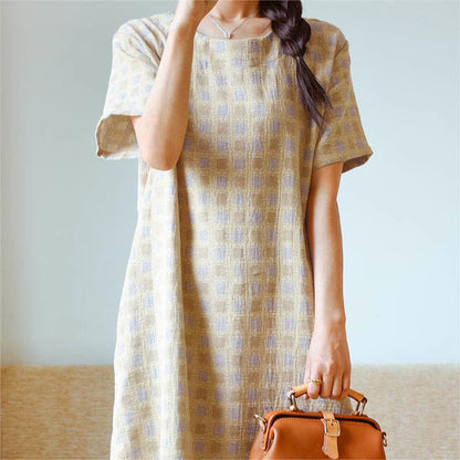 Garngefärbtes Jacquard-Nachthemd aus reiner Baumwolle