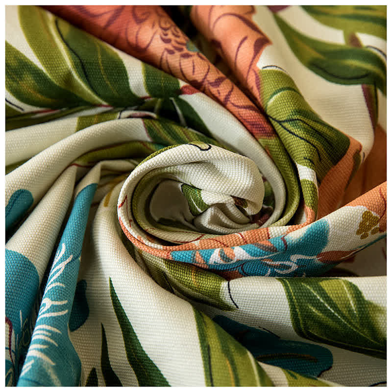 Tischdecke aus reiner Baumwolle mit tropischem Regenwald-Monstera-Motiv