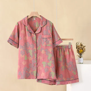Pyjama-Set aus Jacquard-Baumwollgaze mit Kürbismotiv