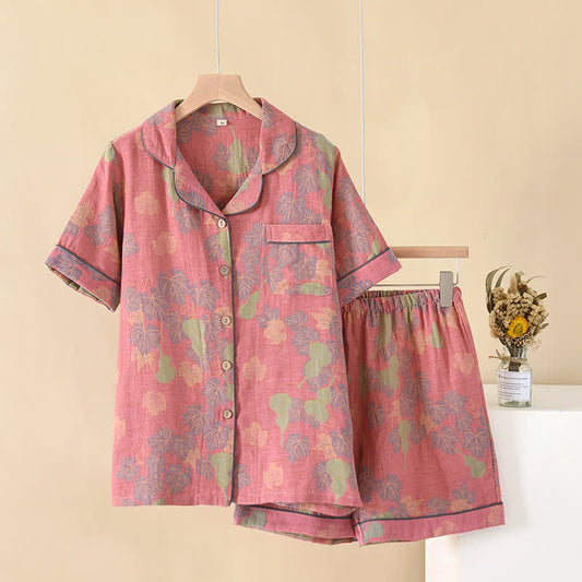 Pyjama-Set aus Jacquard-Baumwollgaze mit Kürbismotiv