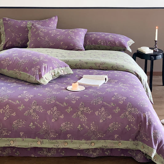 Elegantes Bettwäscheset aus Baumwolle mit Schmetterlingsknöpfen (4-teilig)